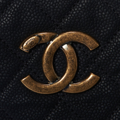 Chanel Iridescent Caviar Quilted Country Chic Hobo Black 8 of 10