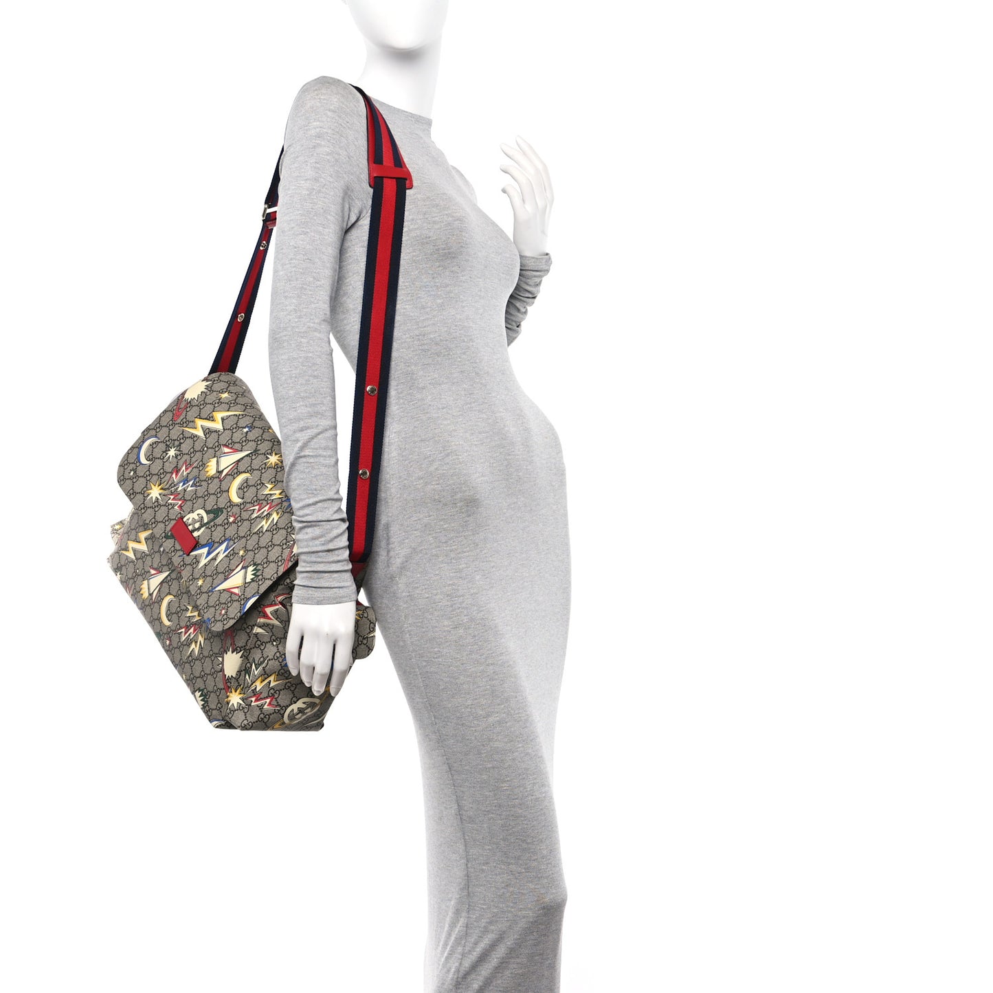 GG Supreme Monogram Space Diaper Bag Red
