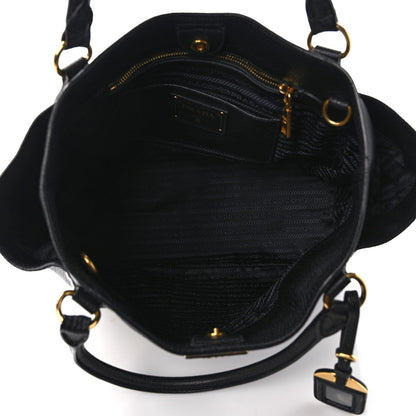 Prada Vitello Daino Side Pocket Tote Black 5 of 10