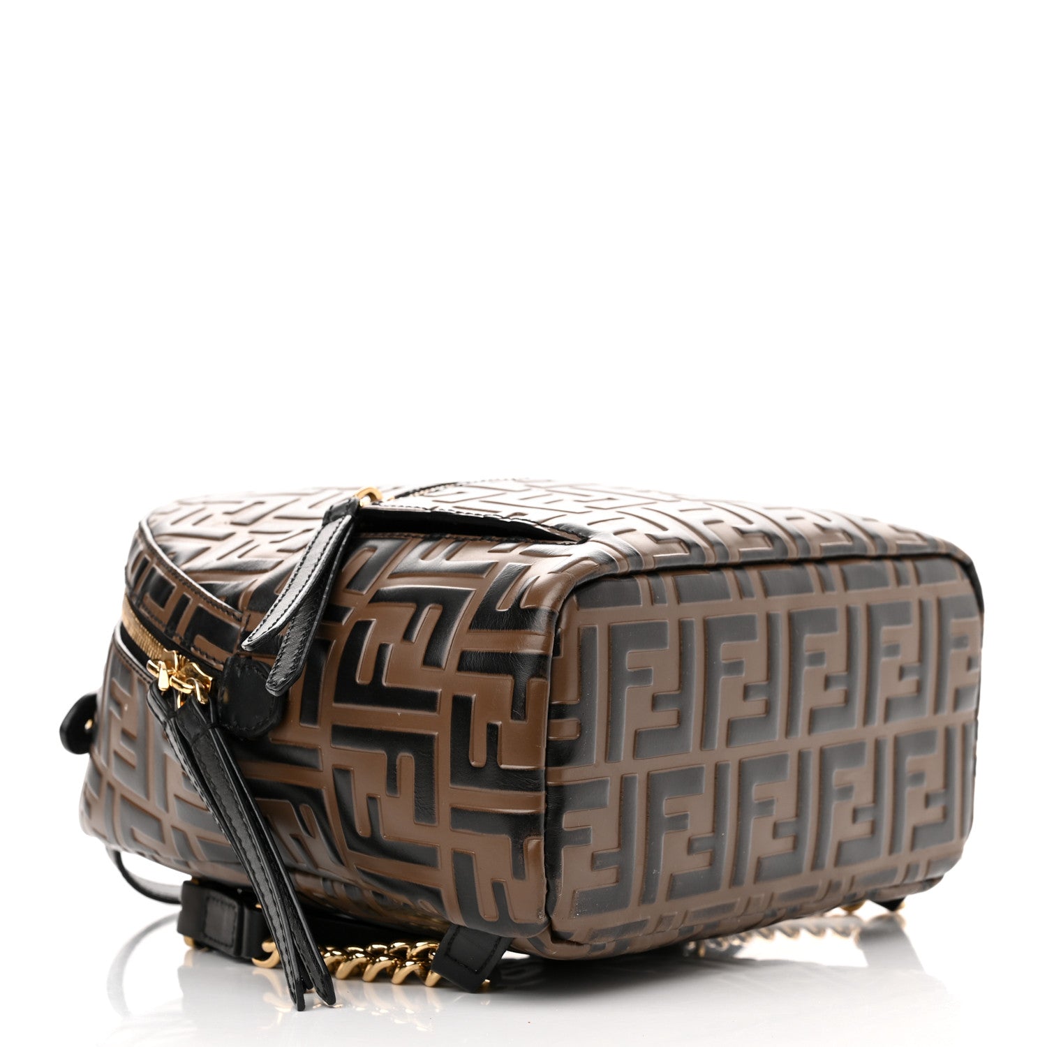 Fendi Vitello Bi-Color FF 1974 Embossed Mini Backpack Maya Black 4 of 10
