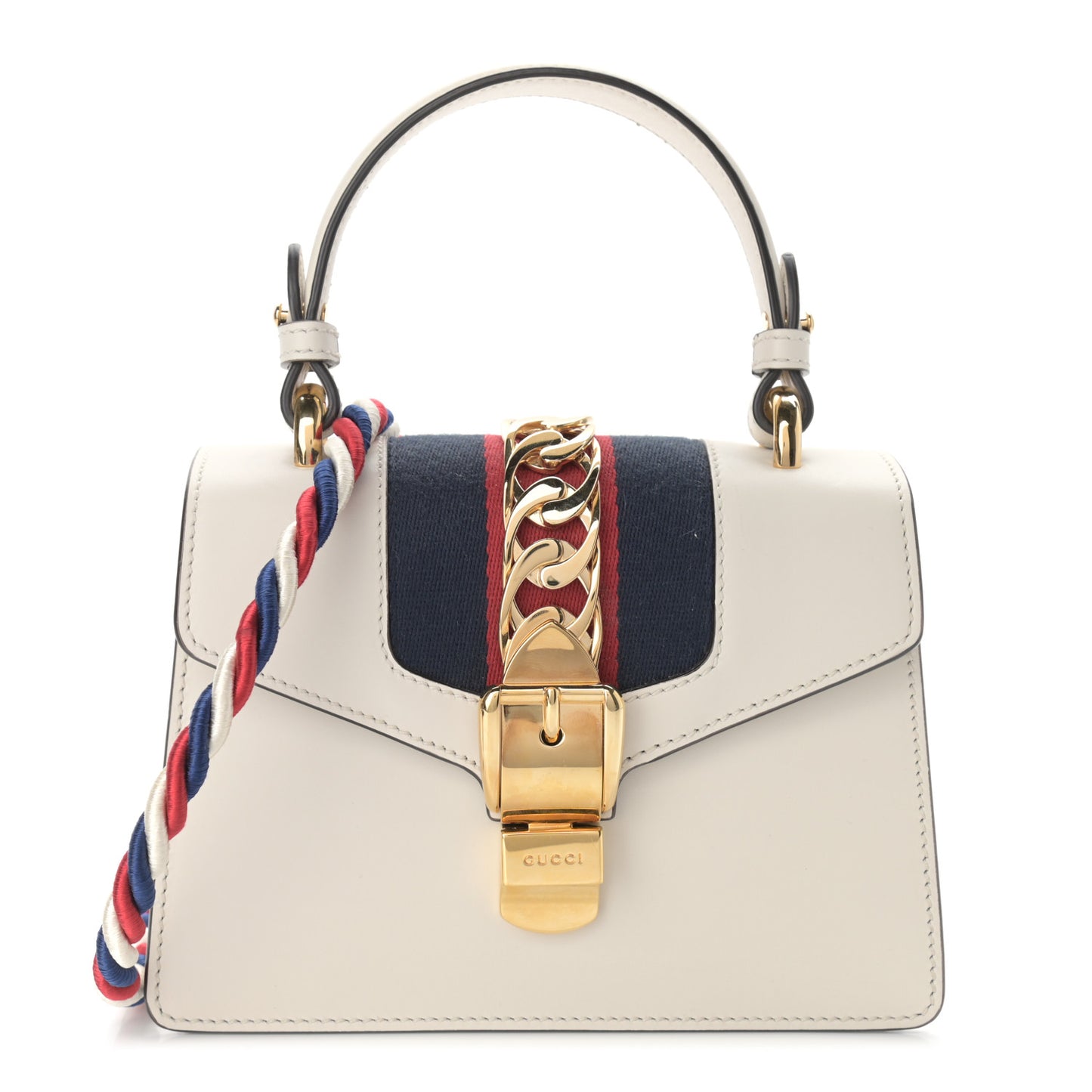 Calfskin Mini Sylvie Top Handle Bag White