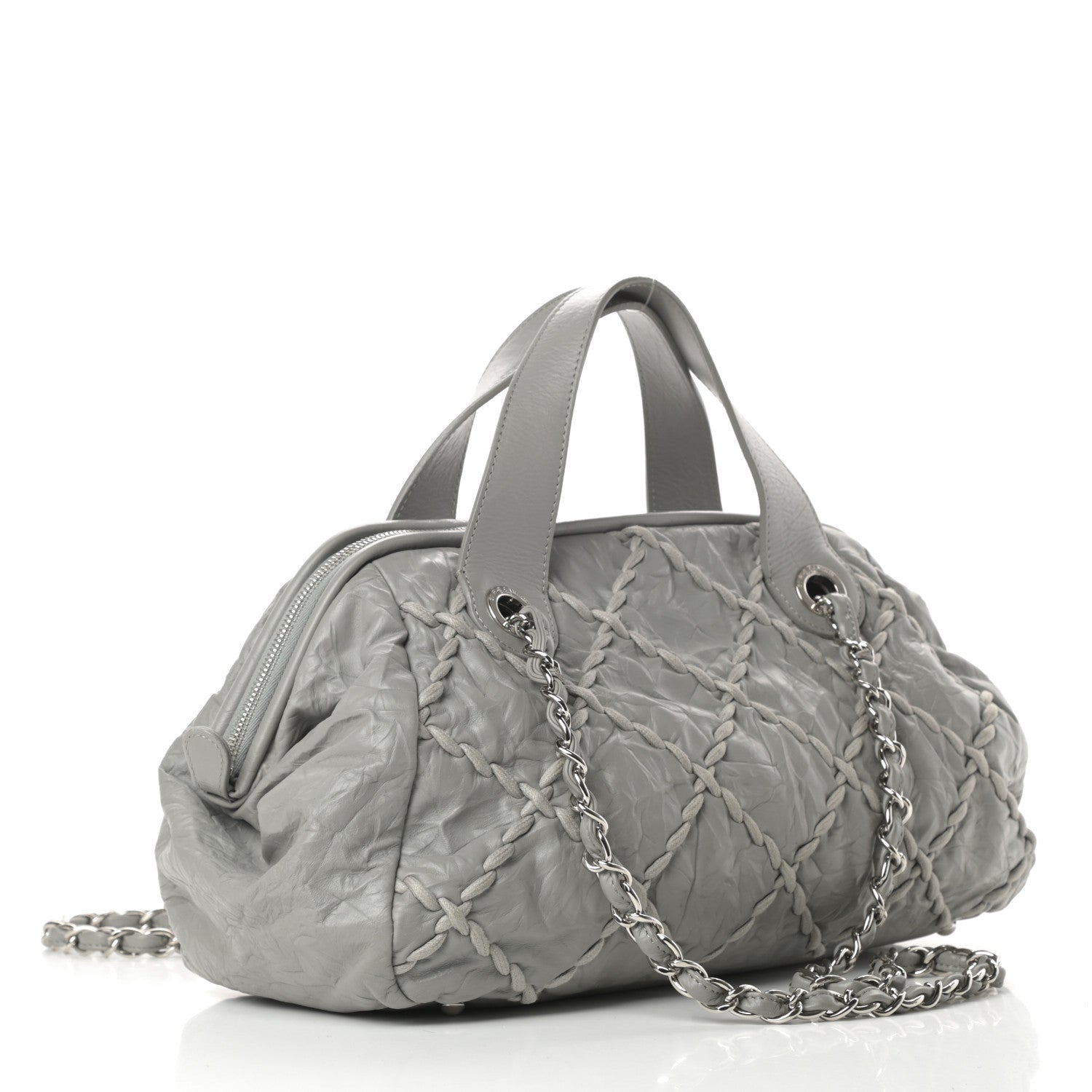 Chanel Calfskin Ultra Stitch Bowler Grey 3 of 14
