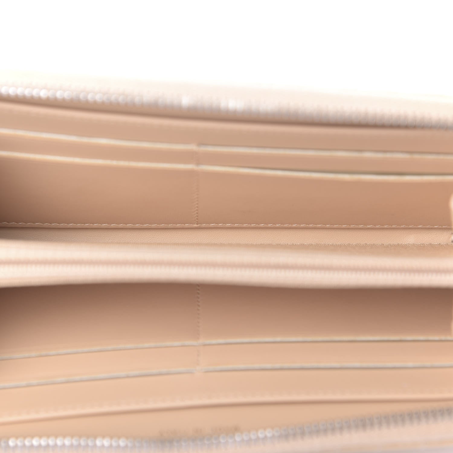 Chanel Patent Chevron Quilted Zip Around Wallet Beige 5 of 11