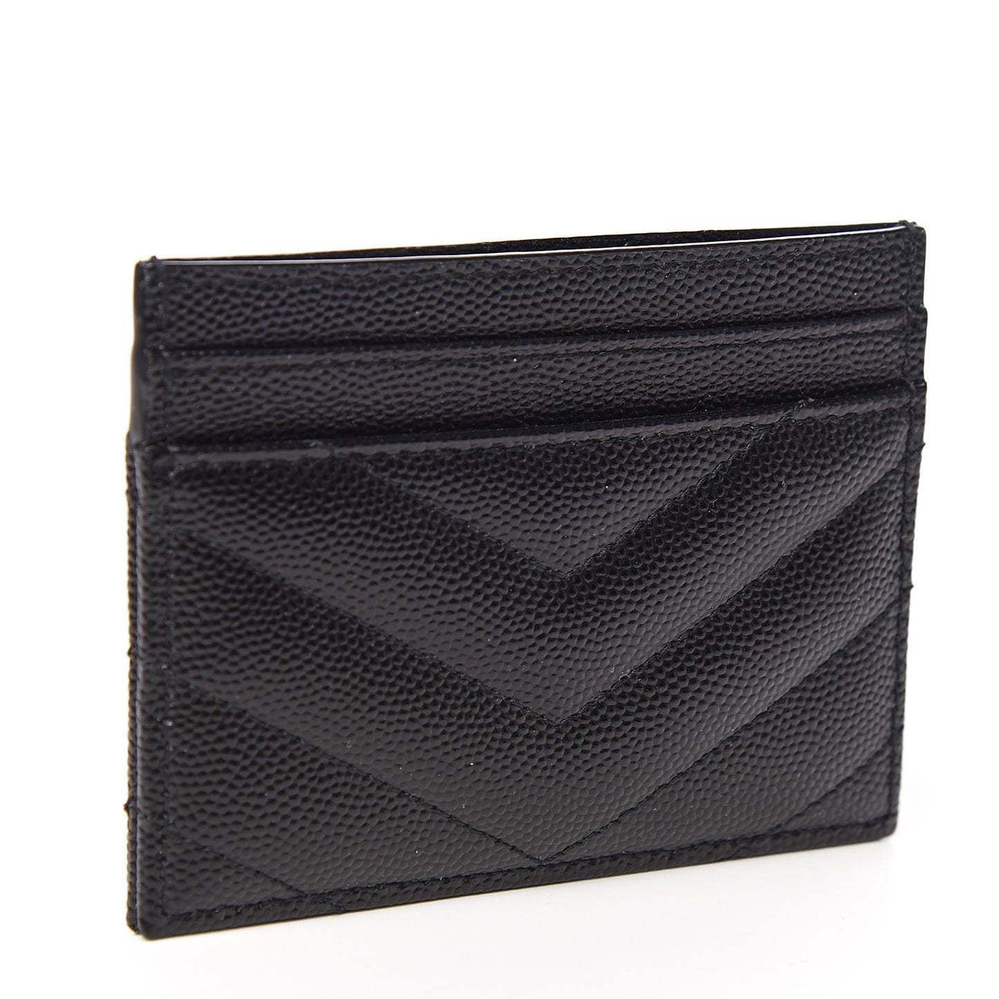 Grain De Poudre Matelasse Chevron Monogram Credit Card Case Black