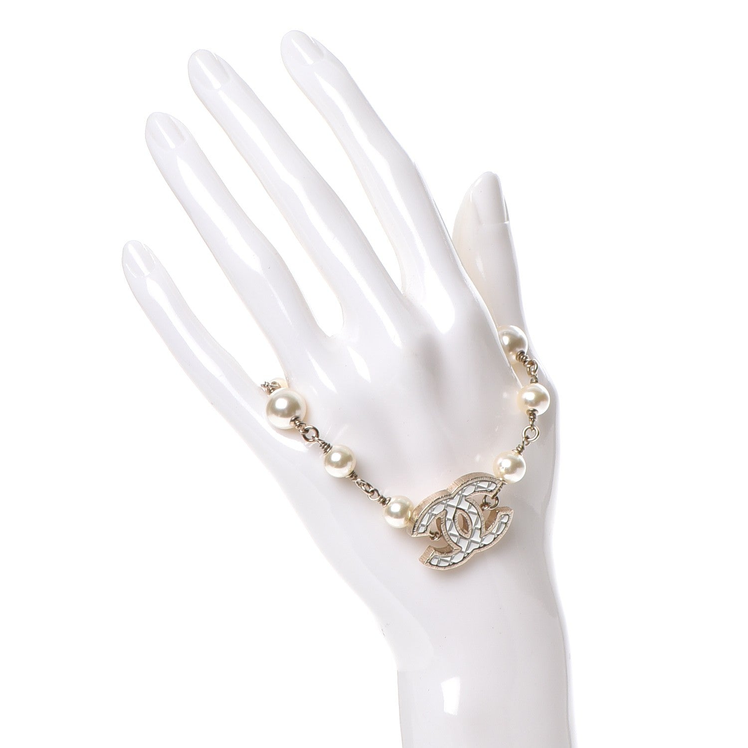 Chanel Pearl Quilted CC Bracelet Gold 2 of 8
