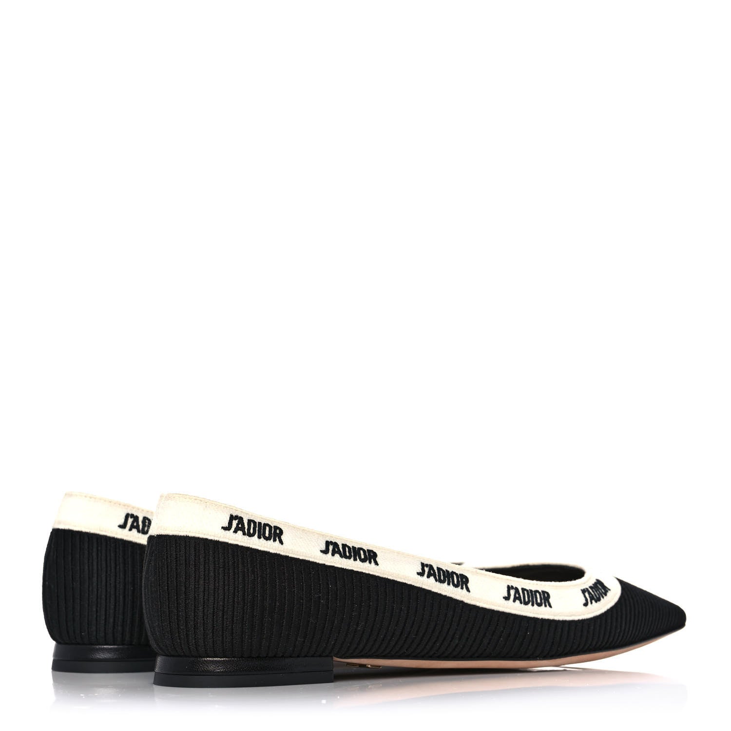 Christian Dior Fabric Ribbon Embroidered J'Adior Ballet Flats 37 Black 4 of 10