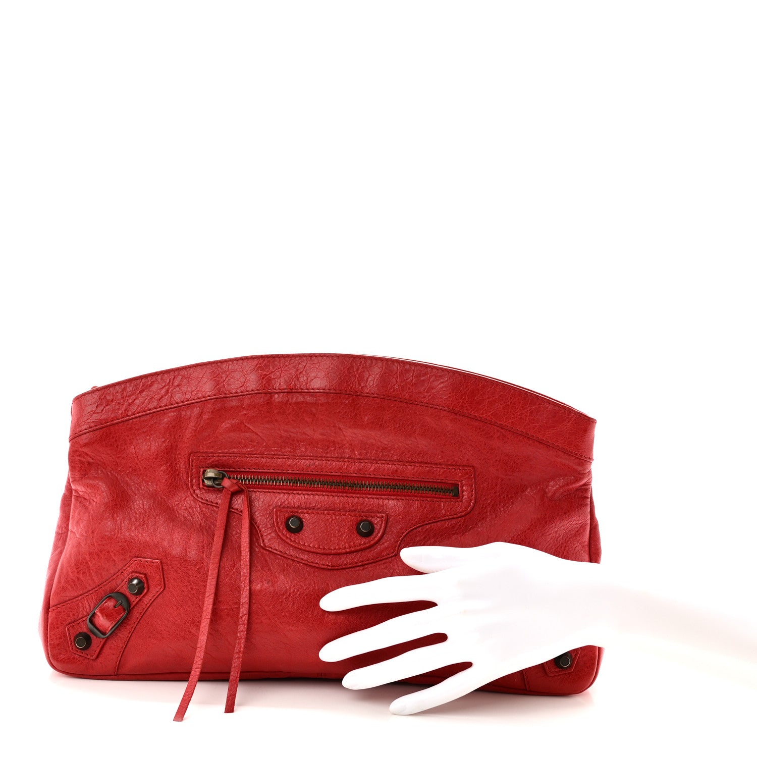 Balenciaga Agneau Classic Hardware Premier Clutch Rouge Coquelicot 2 of 11