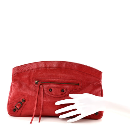 Balenciaga Agneau Classic Hardware Premier Clutch Rouge Coquelicot 2 of 11
