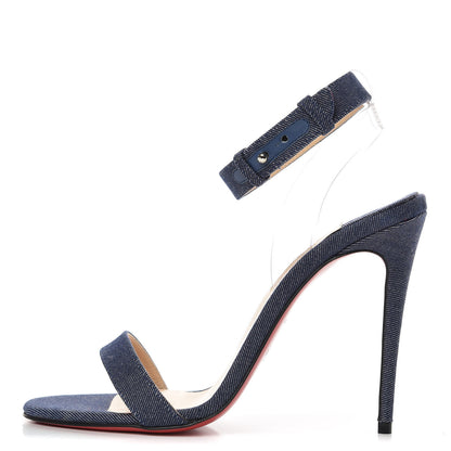 Christian Louboutin Denim PVC Jonatina 100 Sandals 37 Blue Transparent 1 of 9