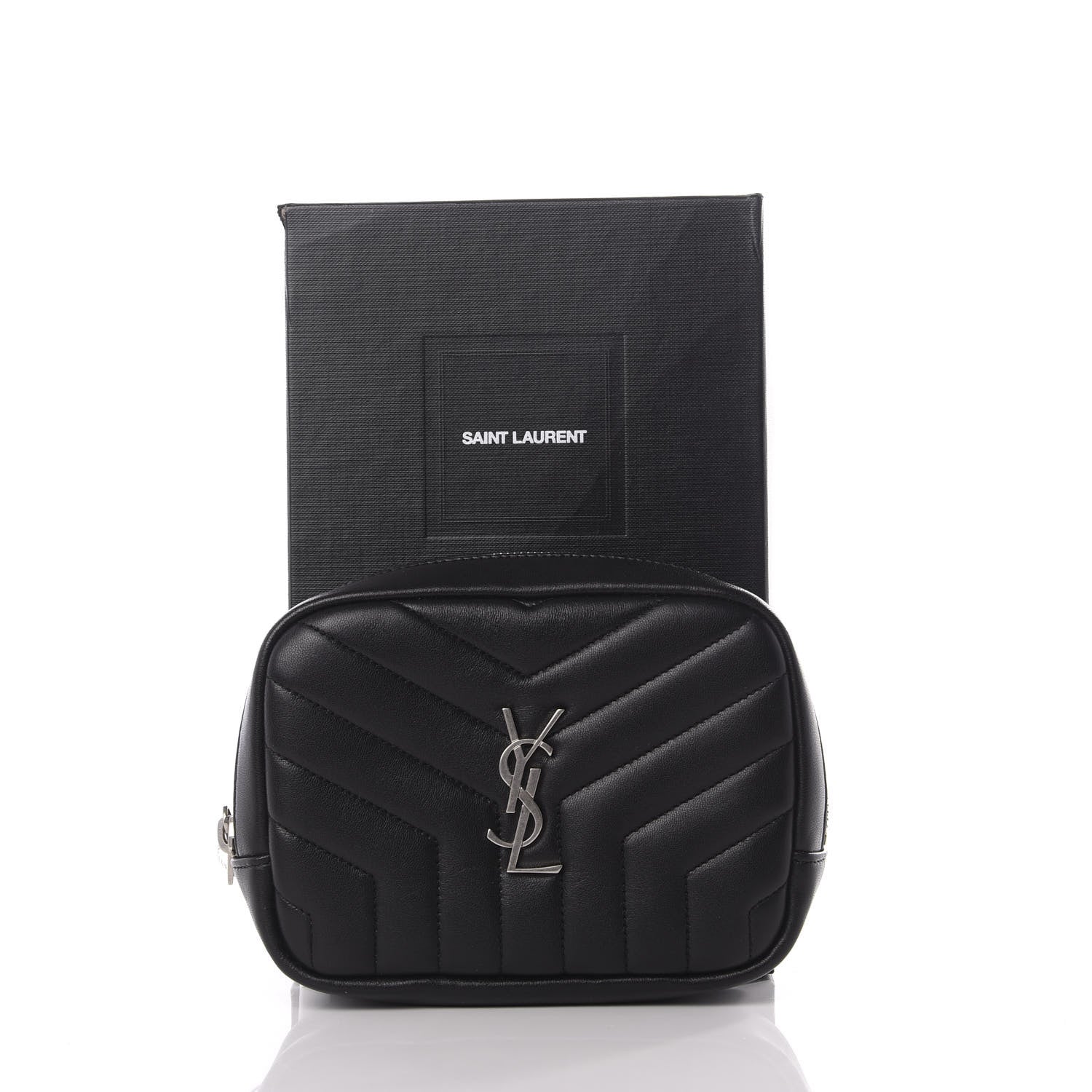 Saint Laurent Lambskin Y Quilted Monogram Loulou Cosmetic Case Black 9 of 9