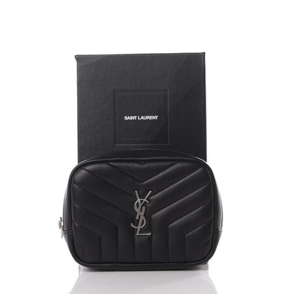 Saint Laurent Lambskin Y Quilted Monogram Loulou Cosmetic Case Black 9 of 9