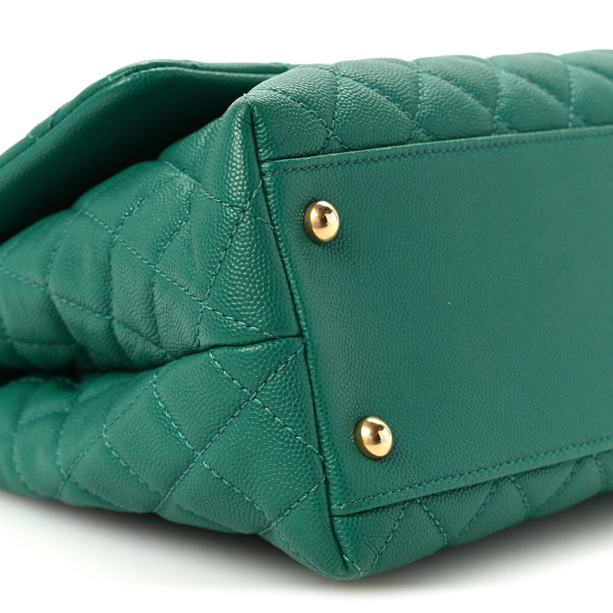 Chanel Caviar Quilted Small Coco Handle Flap Green 10 of 11