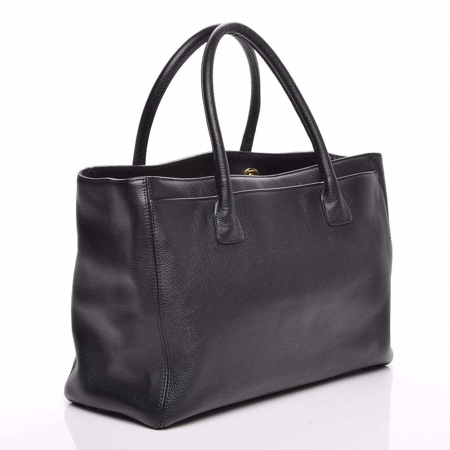 Calfskin Cerf Executive Shopper Tote Black