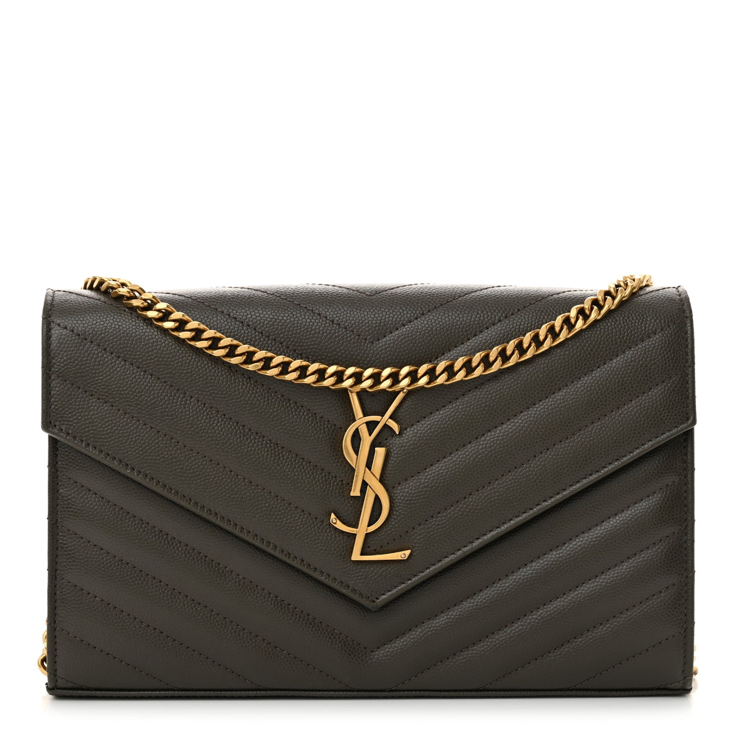 Grain De Poudre Matelasse Chevron Monogram Chain Wallet Pebble
