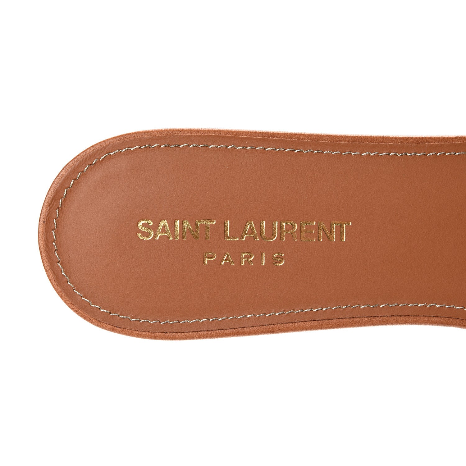 Saint Laurent Calfskin Tribute 05 Slide Sandals 39.5 Amber 7 of 11