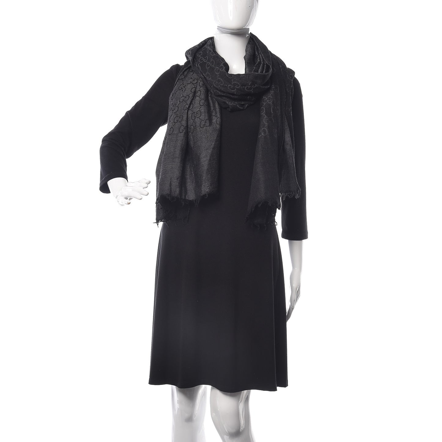 Wool Silk GG Monogram GGNat Plus Scarf Anthracite