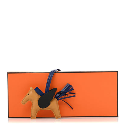 Hermes Milo Lambskin Grigri Rodeo Pegase Horse Bag Charm PM Sesame Black Bleu Saphir 5 of 5