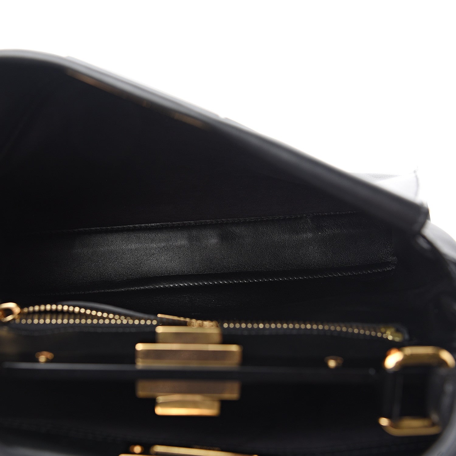 Fendi Vitello Seta Shiny Nappa Medium Peekaboo Iconic Satchel Black 5 of 11