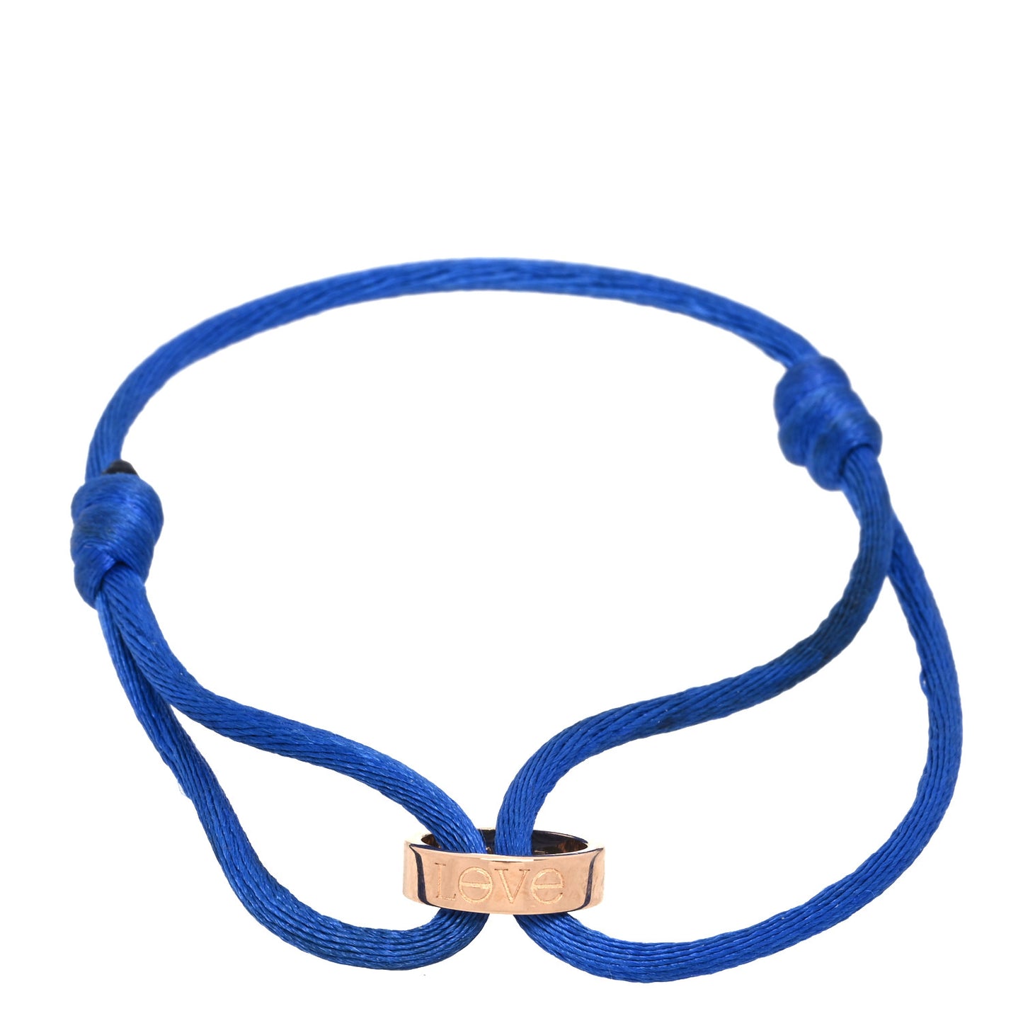 18K Pink Gold Charity LOVE Adjustable Cord Bracelet Blue