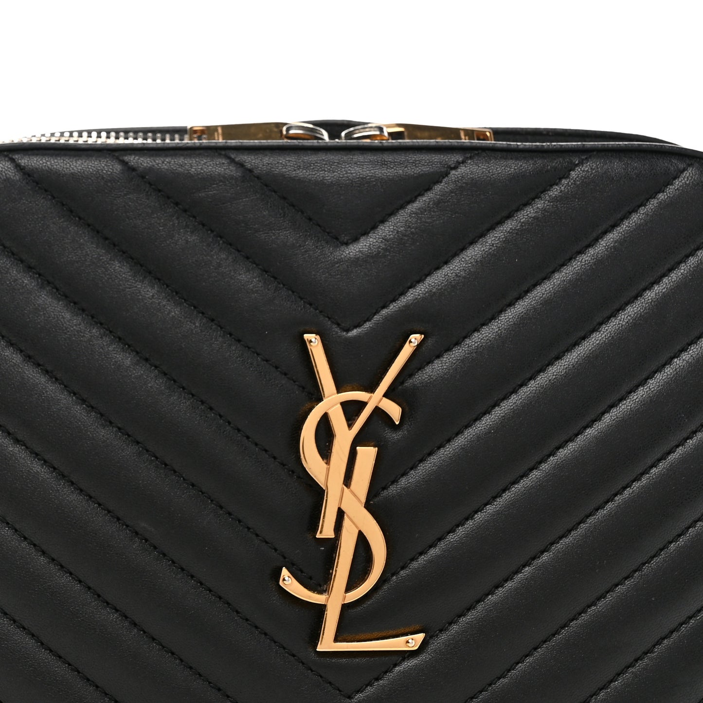 Lambskin Matelasse Chevron Classic Monogram Shoulder Bag Black