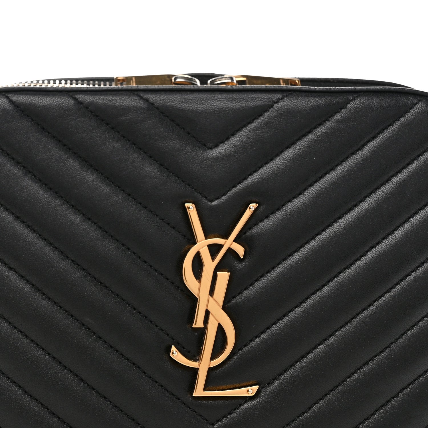Saint Laurent Lambskin Matelasse Chevron Classic Monogram Shoulder Bag Black 8 of 10