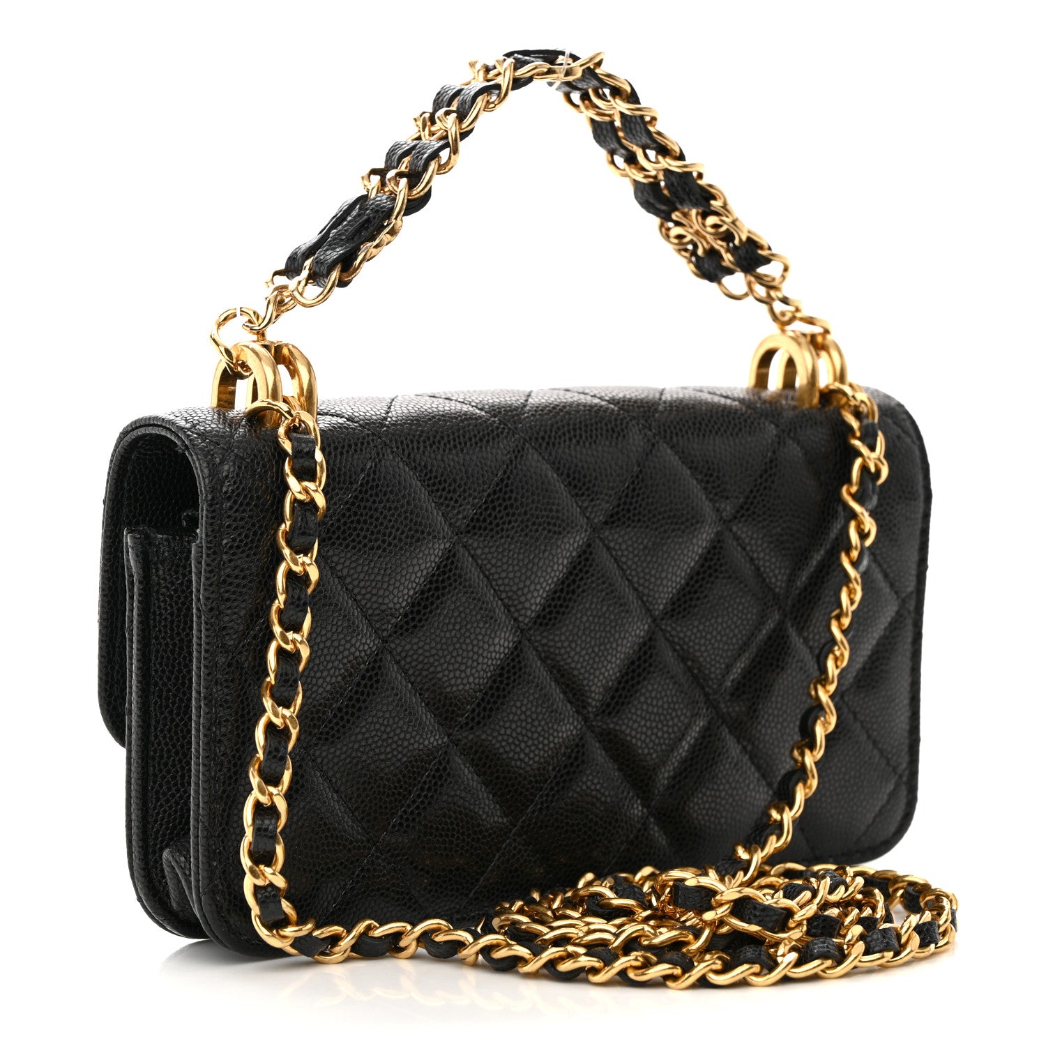 Chanel Caviar Quilted Coco First Phone Holder With Chain Black 3 of 13