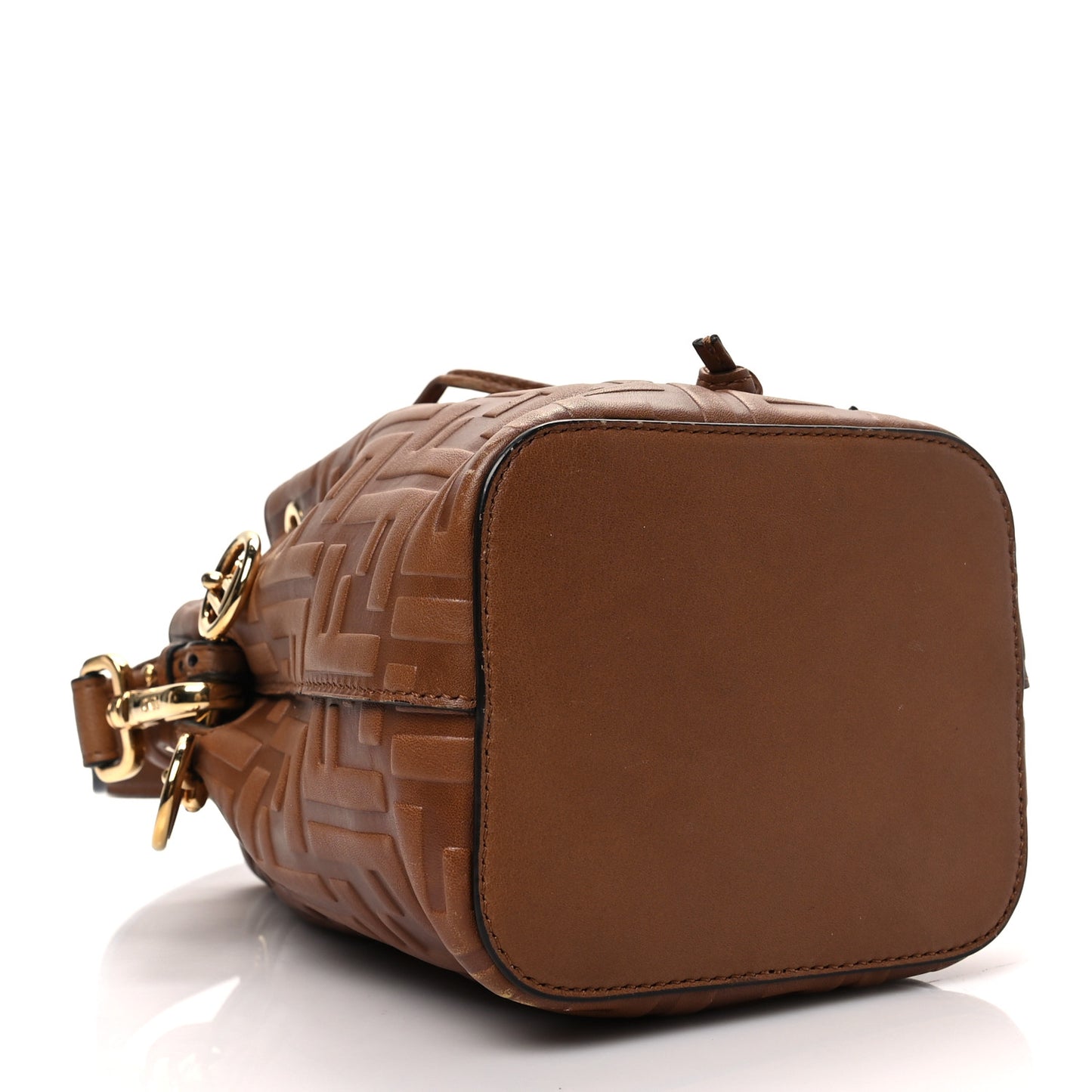 Vitello Cristallo Nature F is Fendi FF 1974 Embossed Mini Mon Tresor Bucket Bag Cuoio