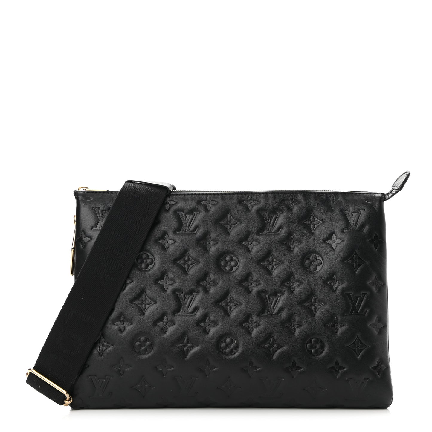 Lambskin Embossed Monogram Coussin MM Black