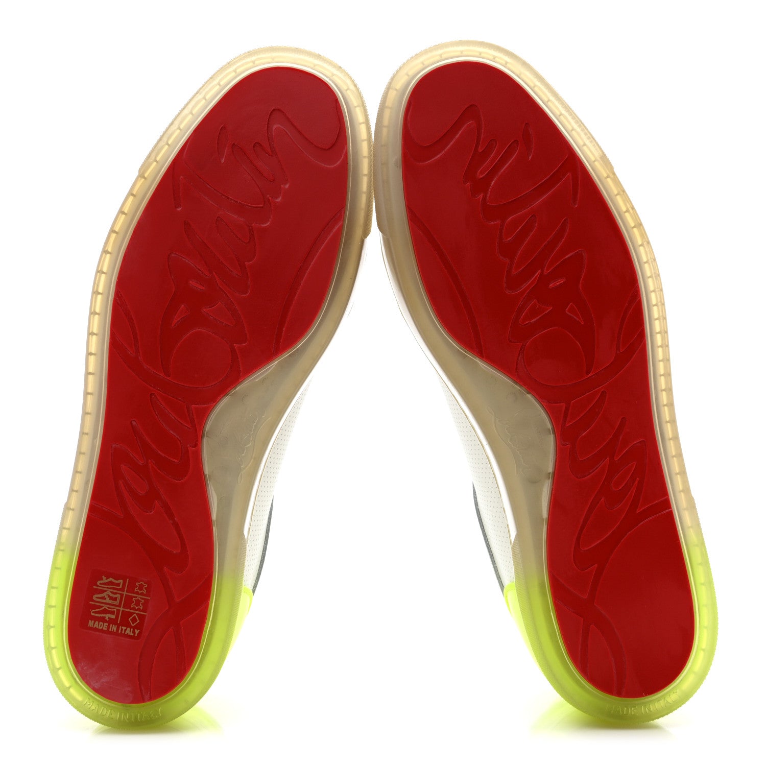 Christian Louboutin Calfskin Perforated Womens Fun Vieira Orlato Flat Sneakers 39.5 White Fluo Yellow 6 of 10