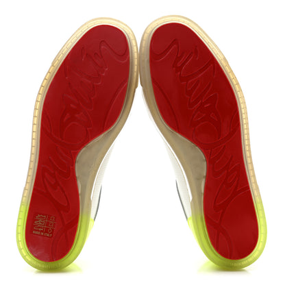 Christian Louboutin Calfskin Perforated Womens Fun Vieira Orlato Flat Sneakers 39.5 White Fluo Yellow 6 of 10