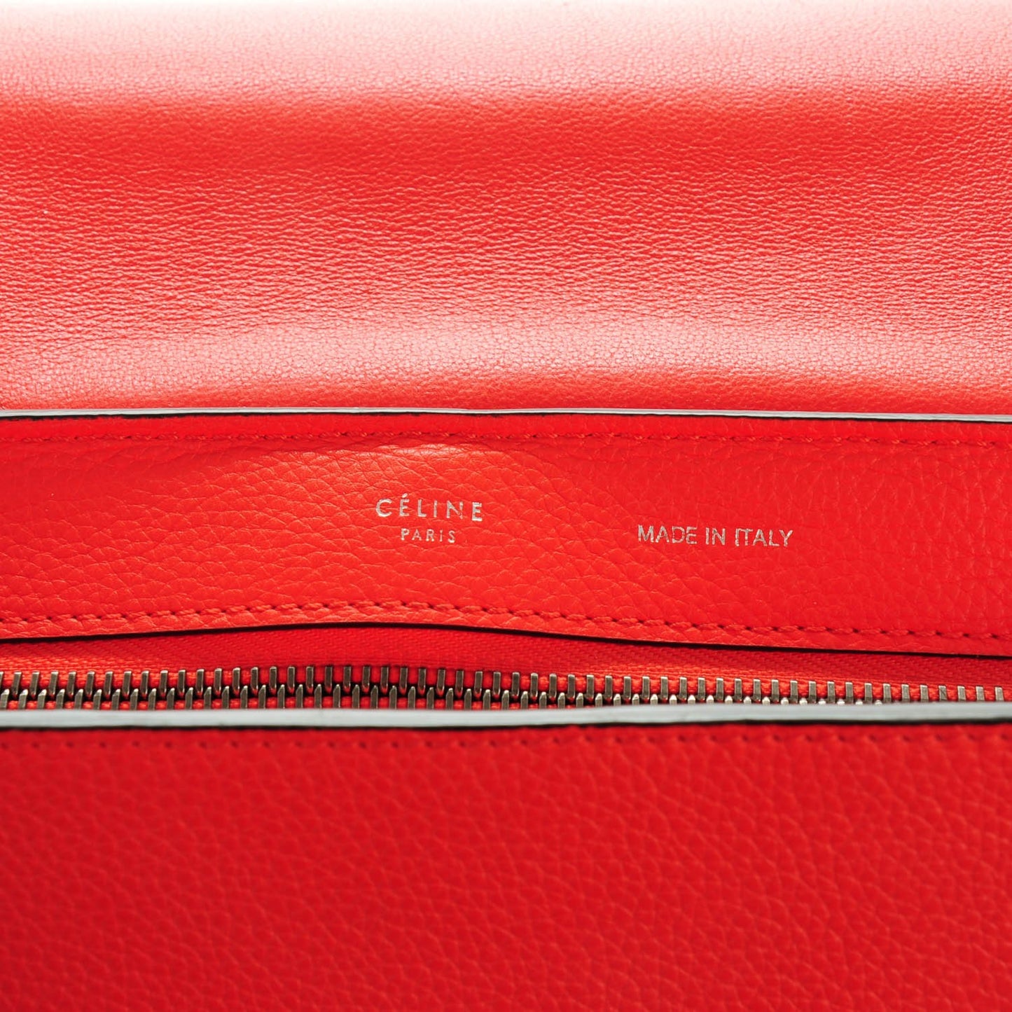 Drummed Calfskin Suede Medium Trapeze Vermillion