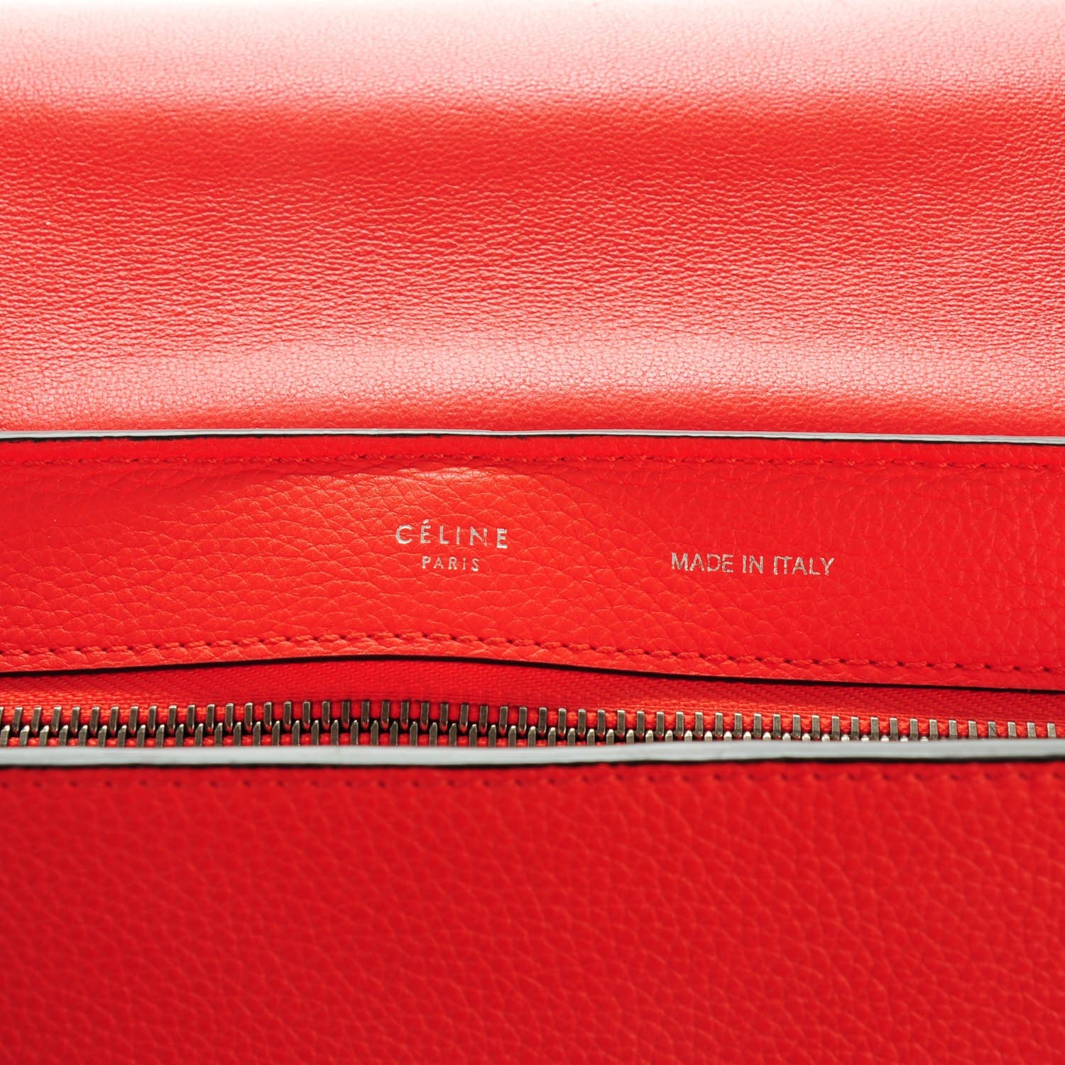 Celine Drummed Calfskin Suede Medium Trapeze Vermillion 5 of 10