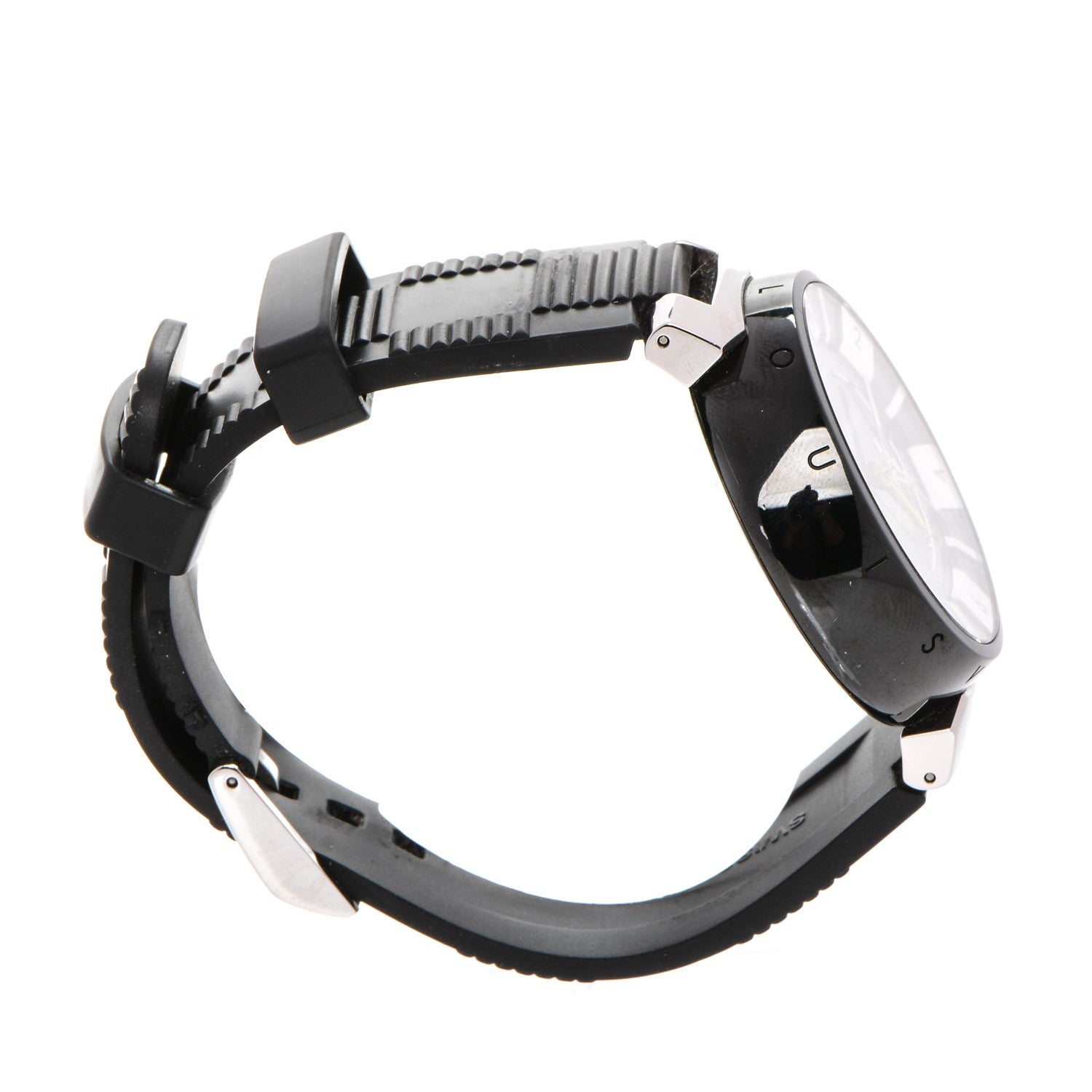 Louis Vuitton Stainless Steel Rubber 41mm Tambour GMT Automatic Watch Black 5 of 12