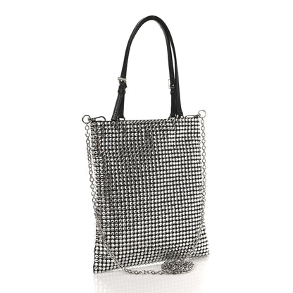 Prada Satin Crystal Metal Triangle Logo Chain Crossbody Handbag Cristal 3 of 8