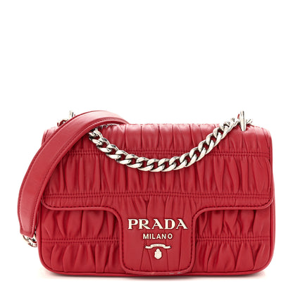 Prada Nappa Gaufre Small Chain Flap Shoulder Bag Fuoco 1 of 14