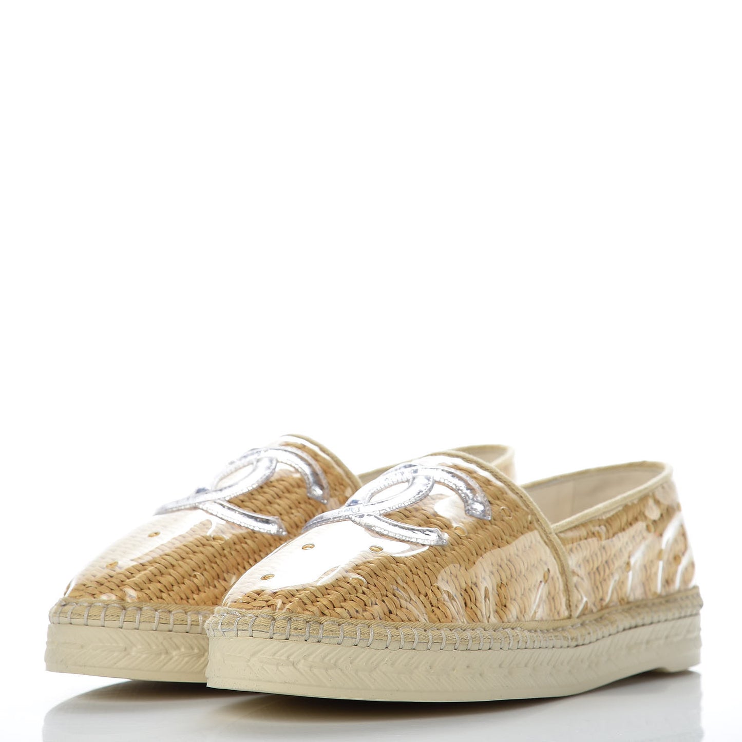 PVC Straw CC Espadrilles 38 Beige