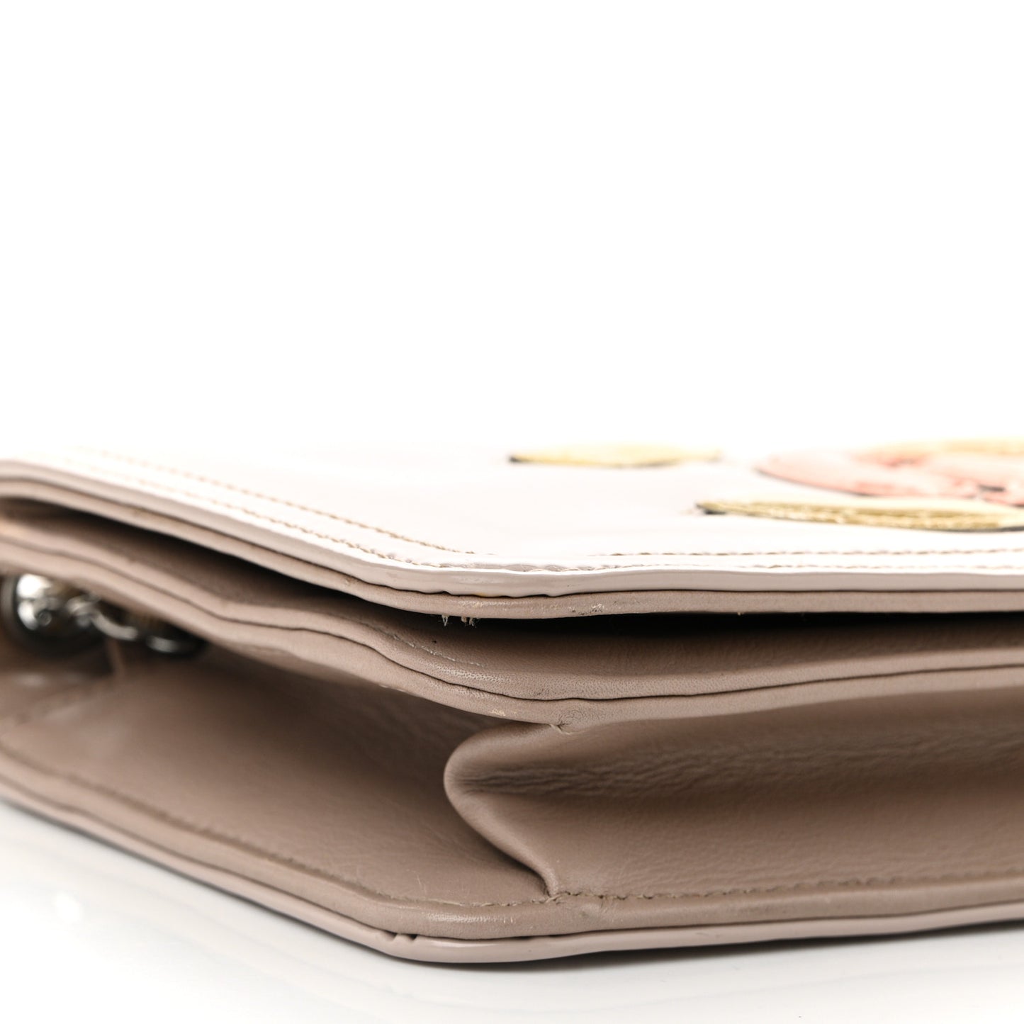 Vinyl Lipstick Wallet On Chain WOC Beige