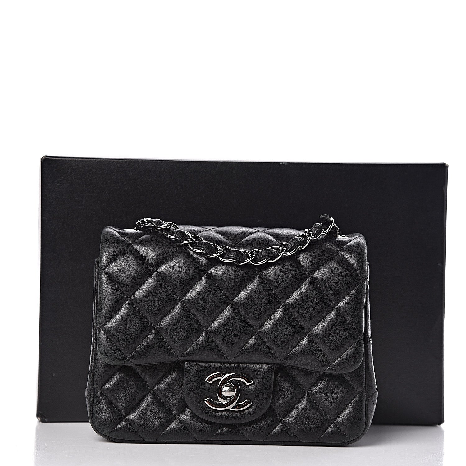 Chanel Lambskin Quilted Mini Square Flap Black 13 of 13