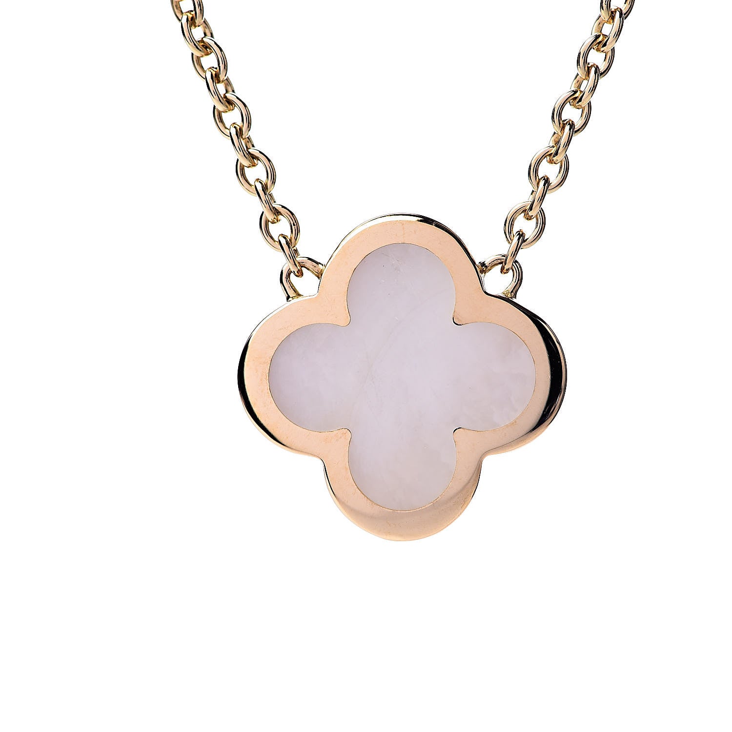Van Cleef & Arpels 18K Yellow Gold Mother of Pearl Pure Alhambra Pendant Necklace 4 of 5