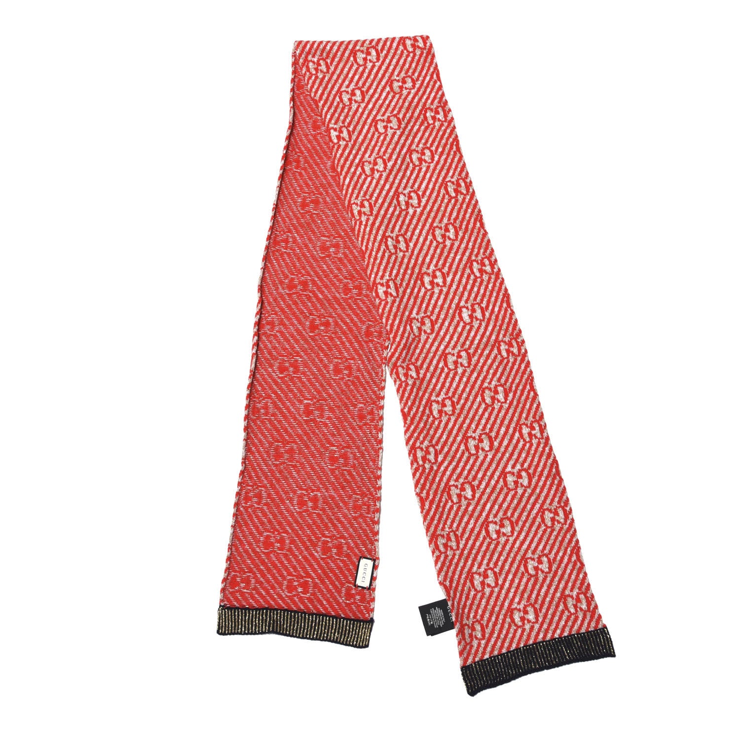 Gucci Metallic Wool Jacquard GG Monogram Scarf Red 2 of 4
