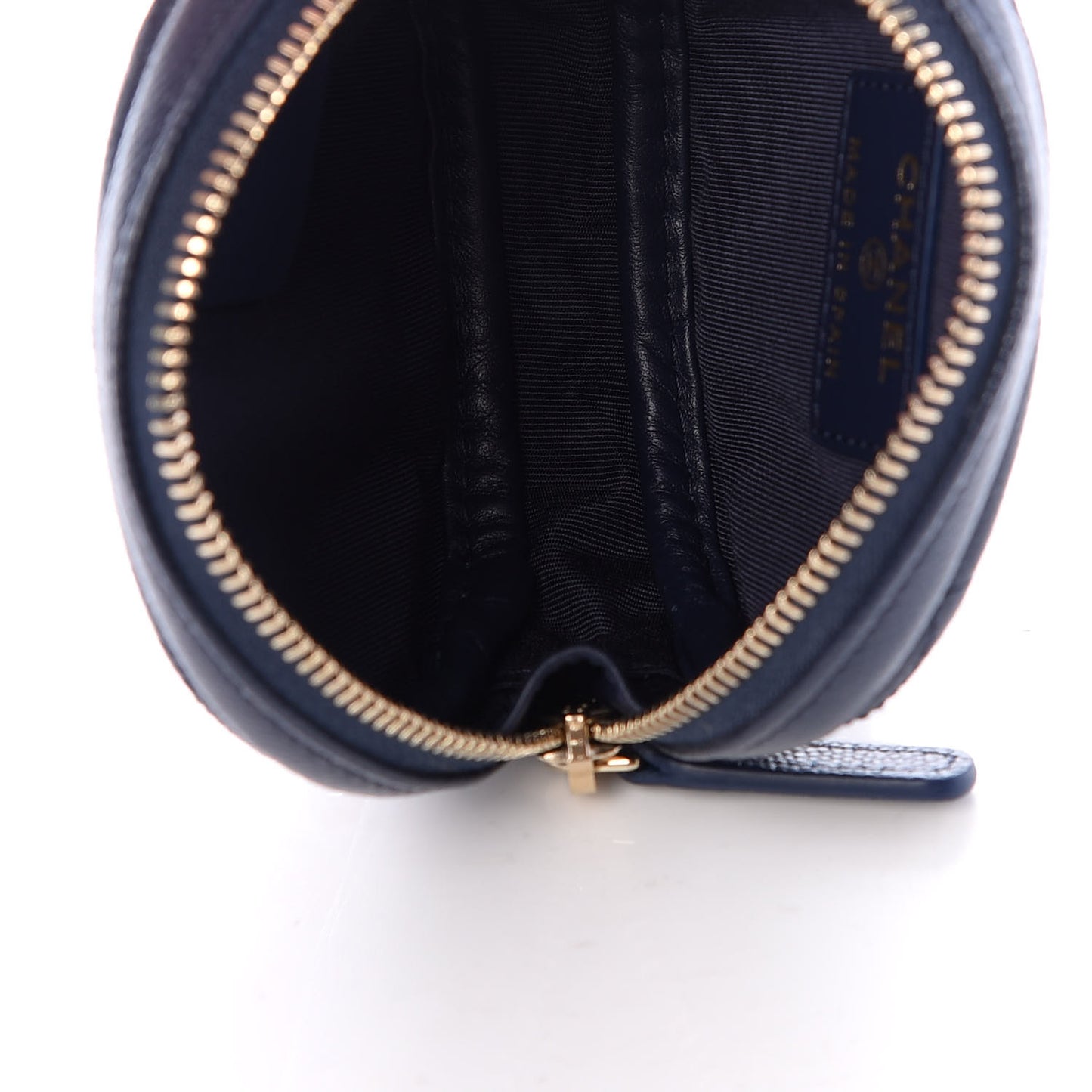 Caviar Quilted Zip Around Classic Coin Purse Navy Blue