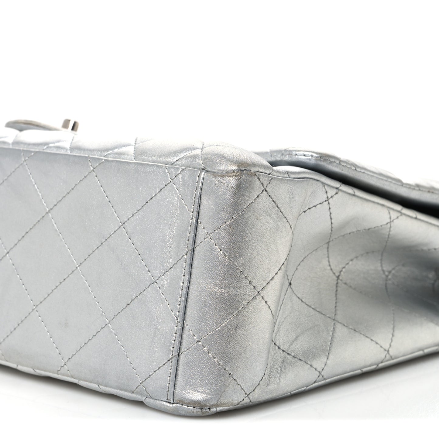 Metallic Lambskin Quilted Jumbo Single Flap Silver