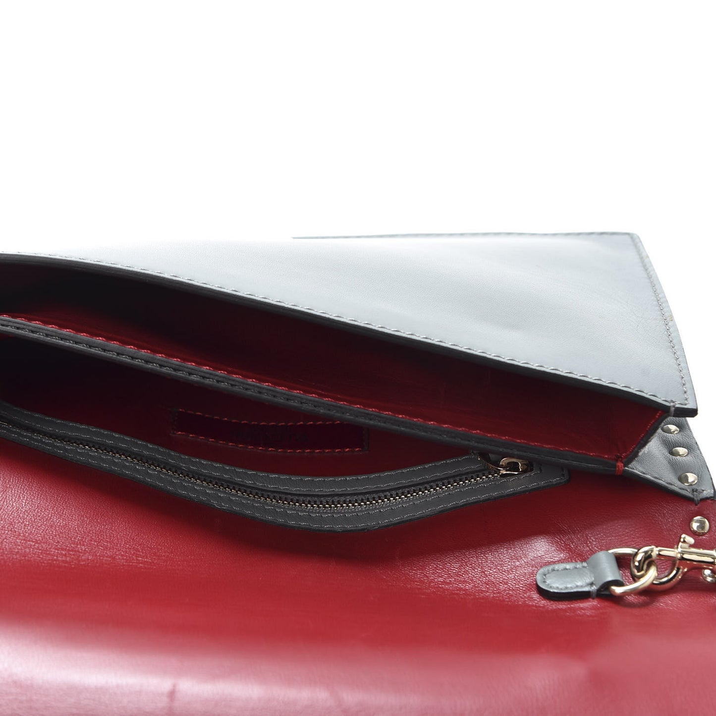 Nappa Rockstud Wristlet Clutch Grey