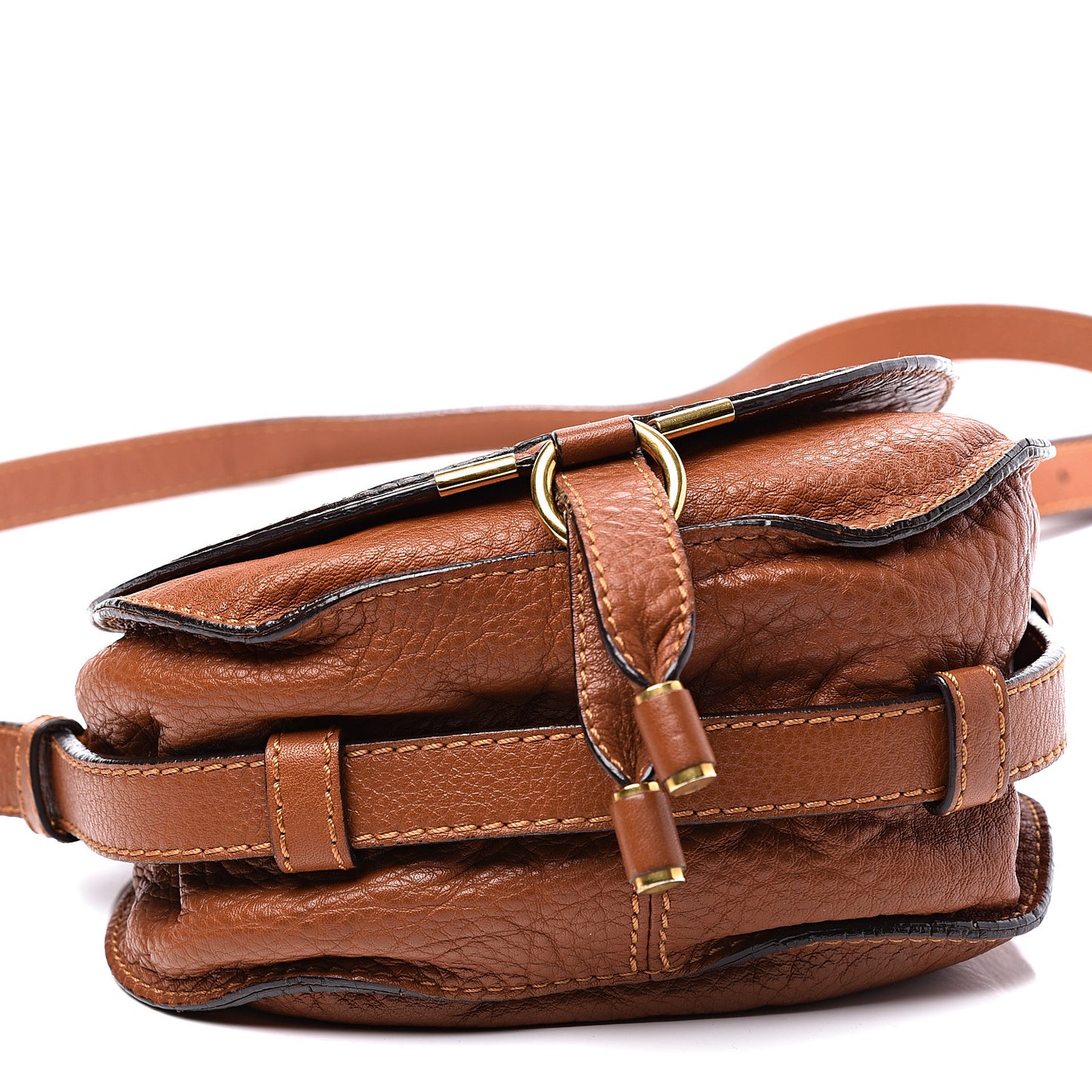 Calfskin Mini Marcie Round Crossbody Bag Tan