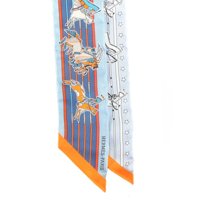 Hermes Silk Pani La Shar Pawnee Twilly Ciel Orange White 2 of 4