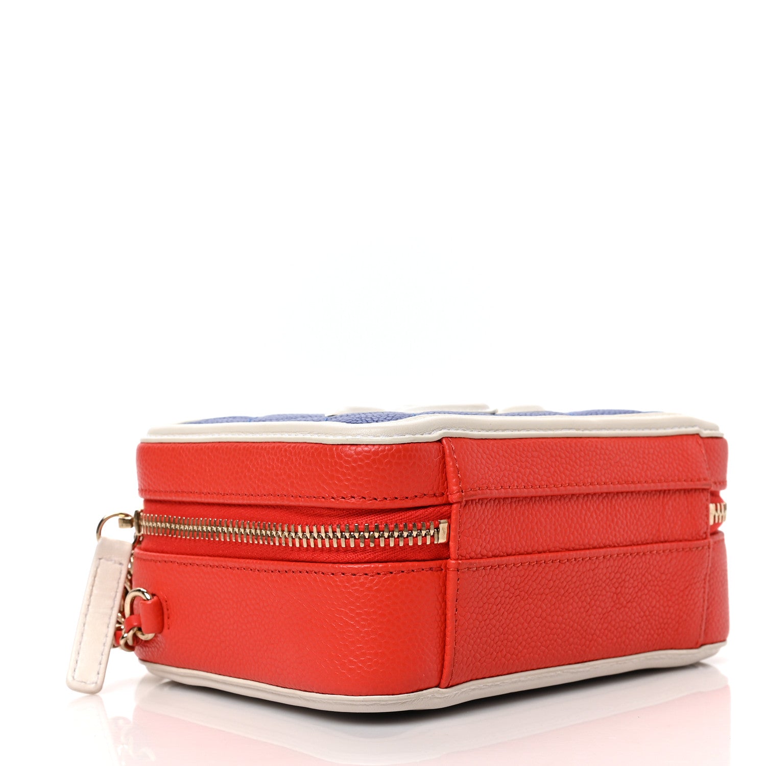 Chanel Caviar Quilted Small CC Filigree Vanity Case Blue White Red 4 of 9