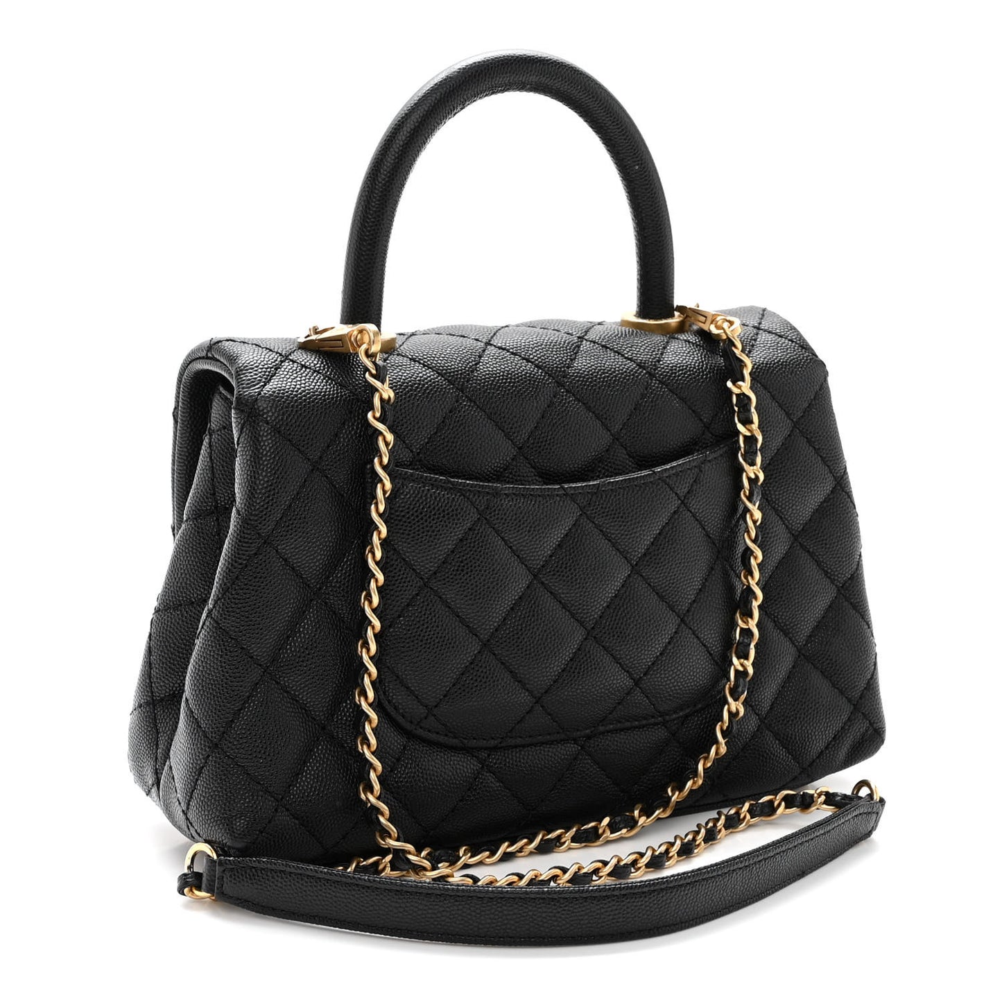 Caviar Quilted Mini Coco Handle Flap Black