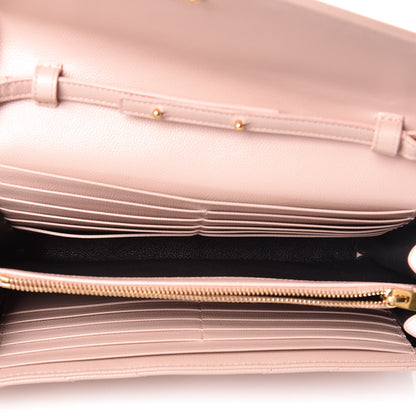 Saint Laurent Grain De Poudre Matelasse Chevron Monogram Chain Wallet Pale Pink 7 of 11
