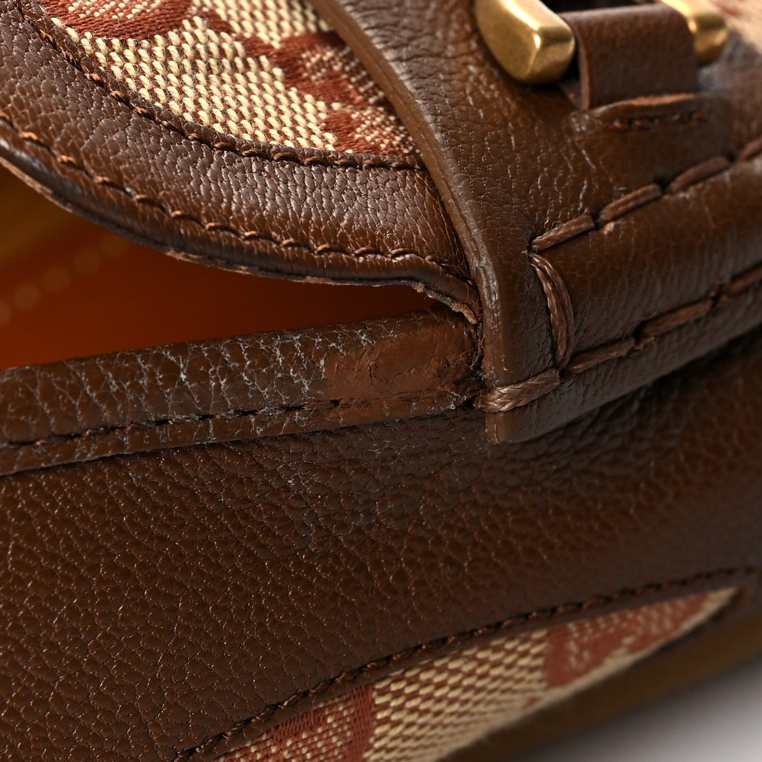 Gucci GG Monogram Mens Driver Loafers 10.5 Beige Ruggine Cuir 9 of 10