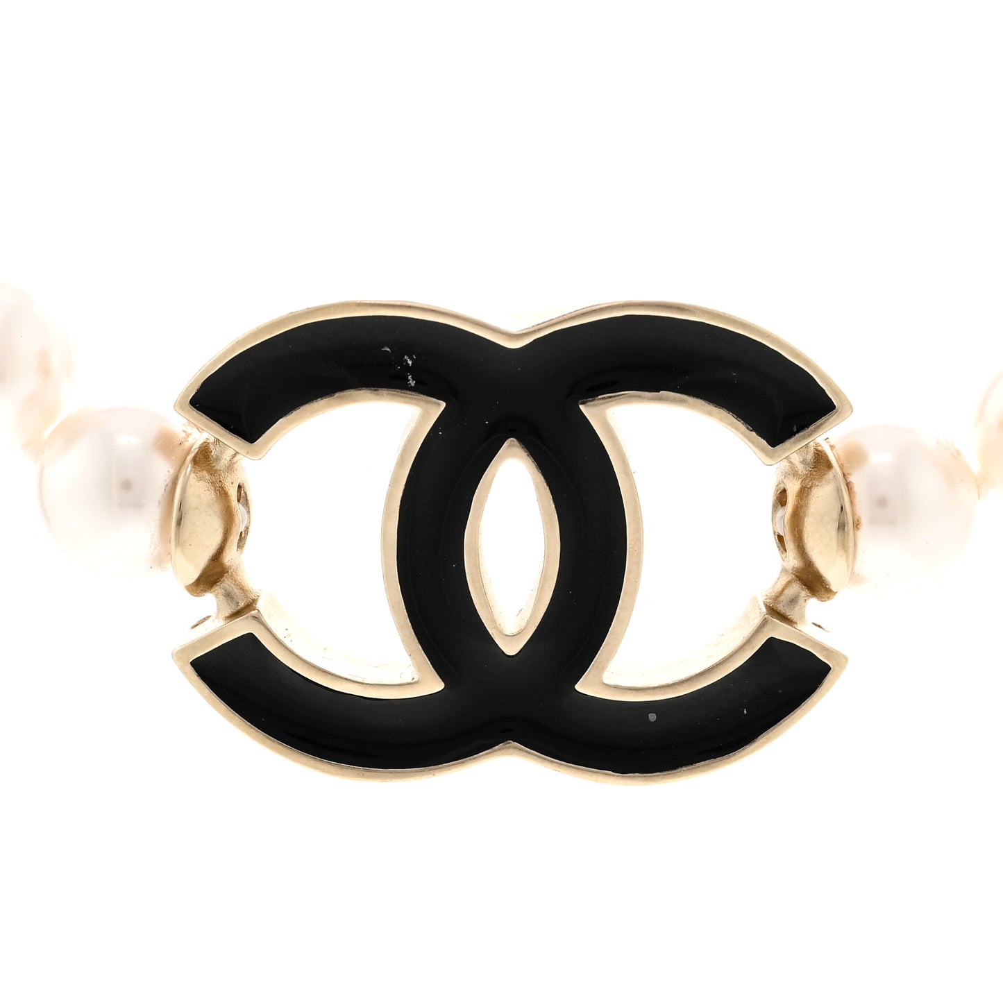 Pearl Resin CC Choker Necklace Gold White Black